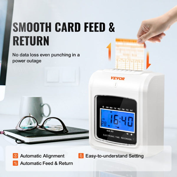 Vevor Time Clock Punch Machine for Small Business 6 Punches Per Day Ne ...