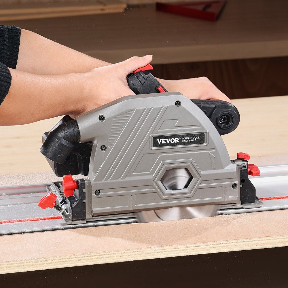 VEVOR Cordless Track Saw, 5-1/2 in Blade, Brushless Plunge Circular Saw Kit, Tracksaw with Hard Case, 2.05 in Cutting Depth, for Wood, Plastic, Metal, Compatible with Makita Batteries (Tool Only)