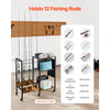 VEVOR Fishing Rod Holder for 12-Rods, Mobile Fishing Pole Rack Cart with Wheels, Fish Gear Equipment Organizer for Garage Home Indoor Use, for Tackle Box Reel Accessories Storage, Gifts for Men