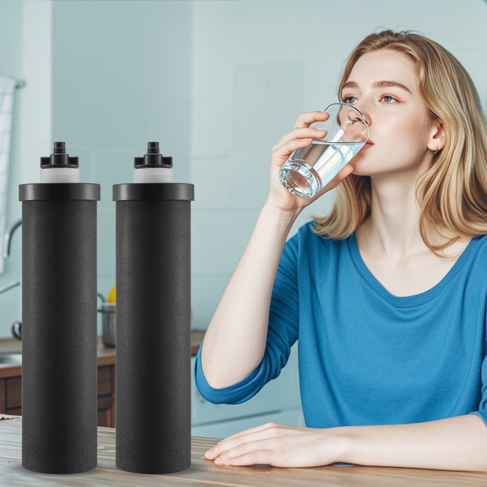 VEVOR Water Filters Replacement, Purification Elements, Activated Carbon Replacement Filters, Easy to Replace Water Filter, Gravity Water Filter System, Compatible with Most Brands, Pack of 2, Black