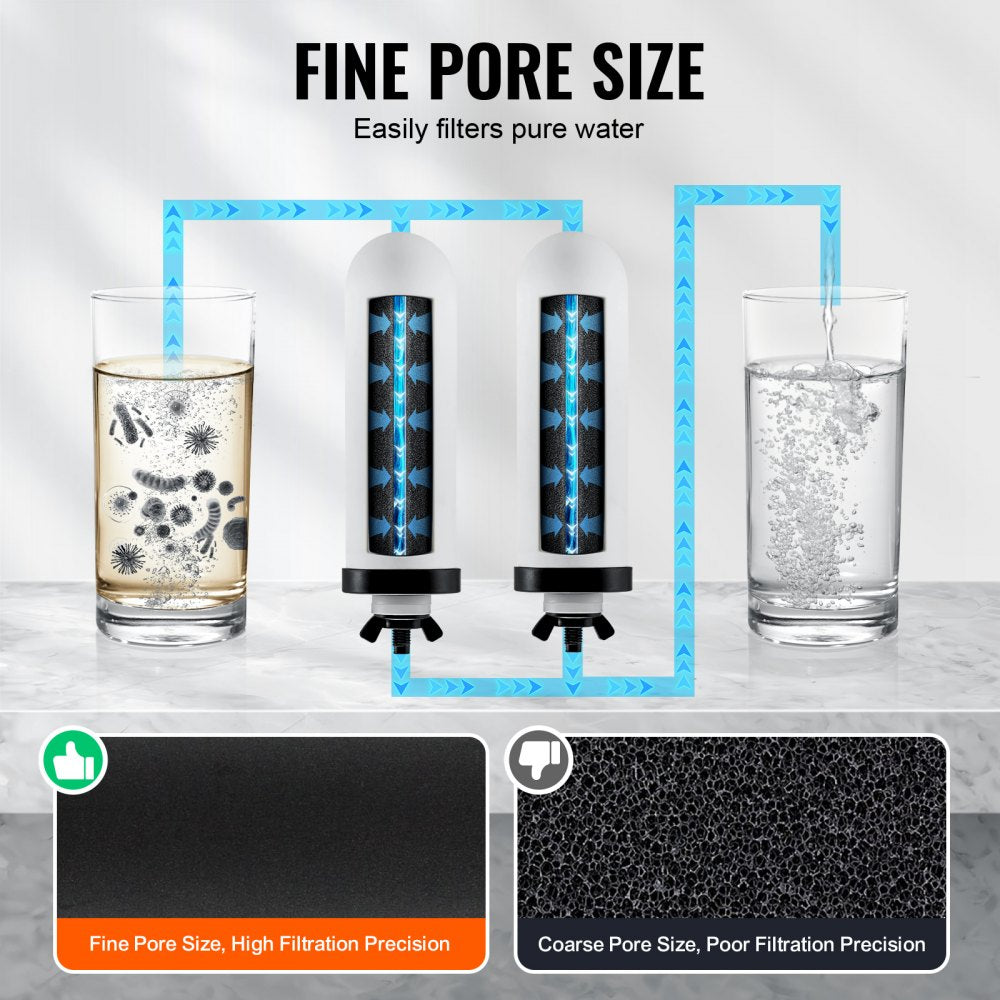 VEVOR Water Filters Replacement, Purification Elements, Ceramic Replacement Filters, Easy to Replace Water Filter, Gravity Water Filter System, Compatible with Most Brands, Pack of 2, White