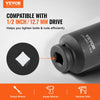 VEVOR Axle Nut Impact Socket Set, 1/2" Drive Deep 12-Point 8-Piece Metric Spindle Nut Socket Set, CR-MO Heat Treated Large Socket Set with Storage Case, Auto Repair, Removing or Installing Axle Nuts