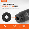 VEVOR Axle Nut Impact Socket Set, 1/2" Drive Deep 6+12-Point 14-Piece Metric Spindle Nut Socket Set, CR-V Heat Treated Large Socket Set with Storage Case, Auto Repair, Removing or Installing Axle Nuts