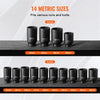 VEVOR Axle Nut Impact Socket Set, 1/2" Drive Deep 6+12-Point 14-Piece Metric Spindle Nut Socket Set, CR-V Heat Treated Large Socket Set with Storage Case, Auto Repair, Removing or Installing Axle Nuts