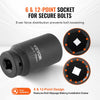 VEVOR Axle Nut Impact Socket Set, 1/2" Drive Deep 6+12-Point 14-Piece Metric Spindle Nut Socket Set, CR-V Heat Treated Large Socket Set with Storage Case, Auto Repair, Removing or Installing Axle Nuts