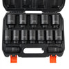 VEVOR Axle Nut Impact Socket Set, 1/2" Drive Deep 6+12-Point 14-Piece Metric Spindle Nut Socket Set, CR-V Heat Treated Large Socket Set with Storage Case, Auto Repair, Removing or Installing Axle Nuts