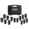 VEVOR Axle Nut Impact Socket Set, 1/2" Drive Deep 6+12-Point 14-Piece Metric Spindle Nut Socket Set, CR-V Heat Treated Large Socket Set with Storage Case, Auto Repair, Removing or Installing Axle Nuts
