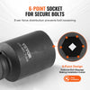 VEVOR Axle Nut Impact Socket Set, 1/2" Drive Deep 6-Point 8-Piece SAE Spindle Nut Socket Set, CR-MO Heat Treated Large Socket Set with Storage Case, for Auto Repair, Removing or Installing Axle Nuts