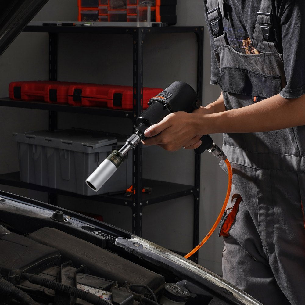 VEVOR Lug Nut Impact Socket Set, 1/2 inch Drive Metric and SAE 6-Point Deep Socket Set, 8 Total Lug Nut Sizes, CR-MO Steel Wheel Socket Set with Storage Case and Extension Bar, for Auto Repair