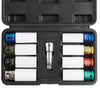 VEVOR Lug Nut Impact Socket Set, 1/2 inch Drive Metric and SAE 6-Point Deep Socket Set, 8 Total Lug Nut Sizes, CR-MO Steel Wheel Socket Set with Storage Case and Extension Bar, for Auto Repair