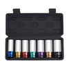 VEVOR Lug Nut Impact Socket Set, 1/2 inch Drive Metric 6-Point Deep Socket Set, 7 Total Lug Nut Sizes 17/19/21/22/23/24/27mm, CR-MO Steel Wheel Socket Set with Storage Case, for Auto Repair