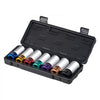 VEVOR Lug Nut Impact Socket Set, 1/2 inch Drive Metric 6-Point Deep Socket Set, 7 Total Lug Nut Sizes 17/19/21/22/23/24/27mm, CR-MO Steel Wheel Socket Set with Storage Case, for Auto Repair