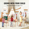 VEVOR Art Easel for Kids, 3-in-1 Wooden Double-Sided Kid's Art Easel with Magnetic Whiteboard, Chalkboard & Paper Roll, Adjustable Standing Drawing Board with Painting Accessories for Boys and Girls