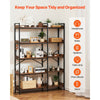 VEVOR 5 Tier Corner Bookshelf with 4 Hooks, 65.4" Tall Corner Bookcase with Heavy Duty Metal Frame & Wooden Shelves, Industrial L Shaped Corner Display Shelf for Bedroom, Living Room, Office