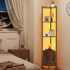 VEVOR 5 Tier Corner Shelf with LED Light, 65.4" Tall Corner Bookshelf with Storage Cabinet, Display Shelf with Multi-color Lights Controlled Via RC/APP for Bedroom, Living Room, Office