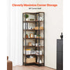 VEVOR 7 Tier Corner Bookshelf, 79" Tall Corner Bookcase with Heavy Duty Metal Frame & Wooden Shelves, Industrial Reversible L Shaped Corner Display Shelf for Bedroom, Living Room, Office