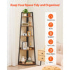 VEVOR 5 Tier Corner Shelf, 70" Tall Corner Bookshelf with Metal Frame & Wooden Shelves, Industrial Corner Ladder Shelf for Living Room, Bedroom, Office, Rustic Brown