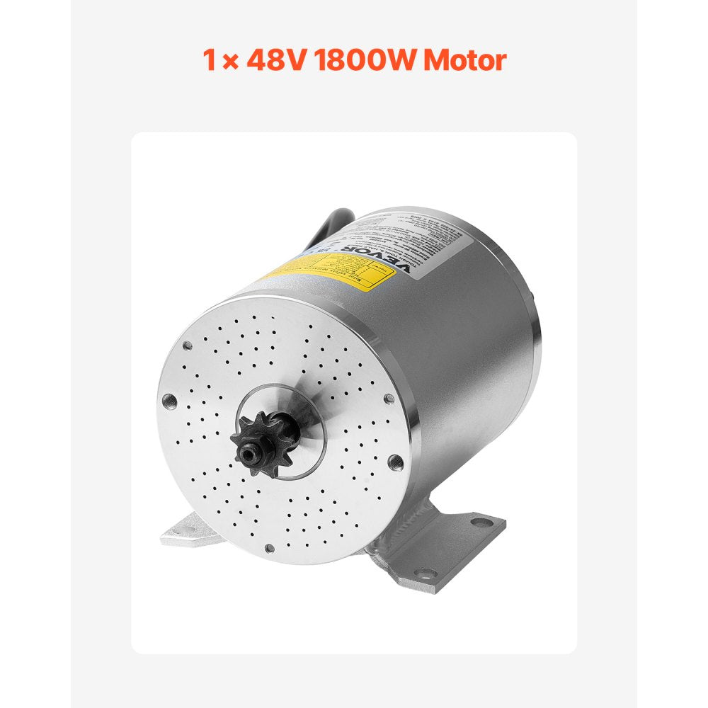VEVOR 1800W Electric Brushless DC Motor, 48V 4500rpm Go Kart Electric Motor, Electric Dirt Bike Motor Engine for E-Bike Motorcycle Scooter DIY