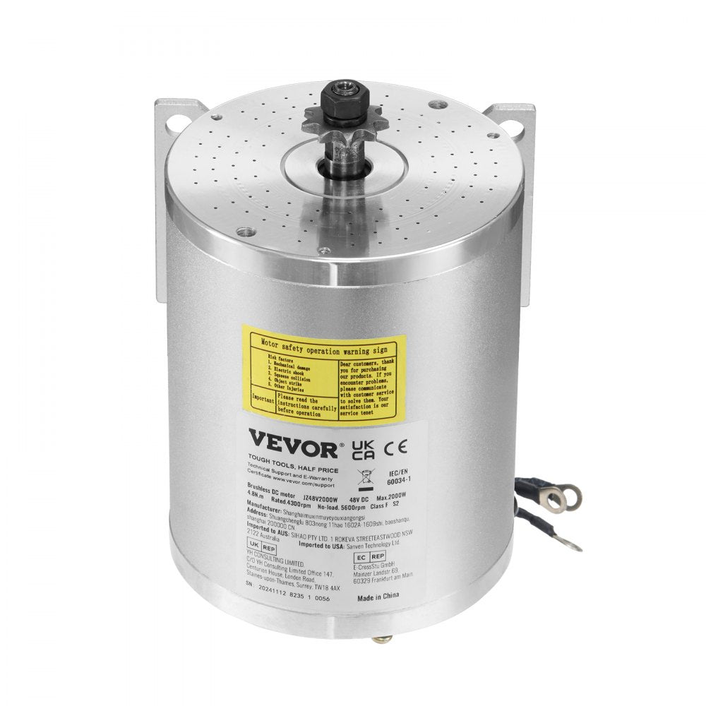VEVOR 2000W Electric Brushless DC Motor Kit - 48V 4300rpm Motor with Upgraded Speed Controller for Go Karts E-Bike Motorcycle Scooter