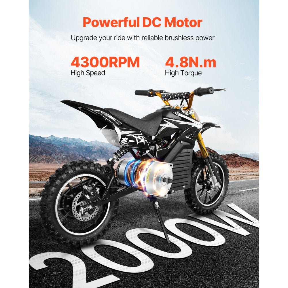 VEVOR 2000W Electric Brushless DC Motor Kit - 48V 4300rpm Motor with Upgraded Speed Controller and Throttle Grip Kit for Go Karts E-Bike Motorcycle Scooter DIY