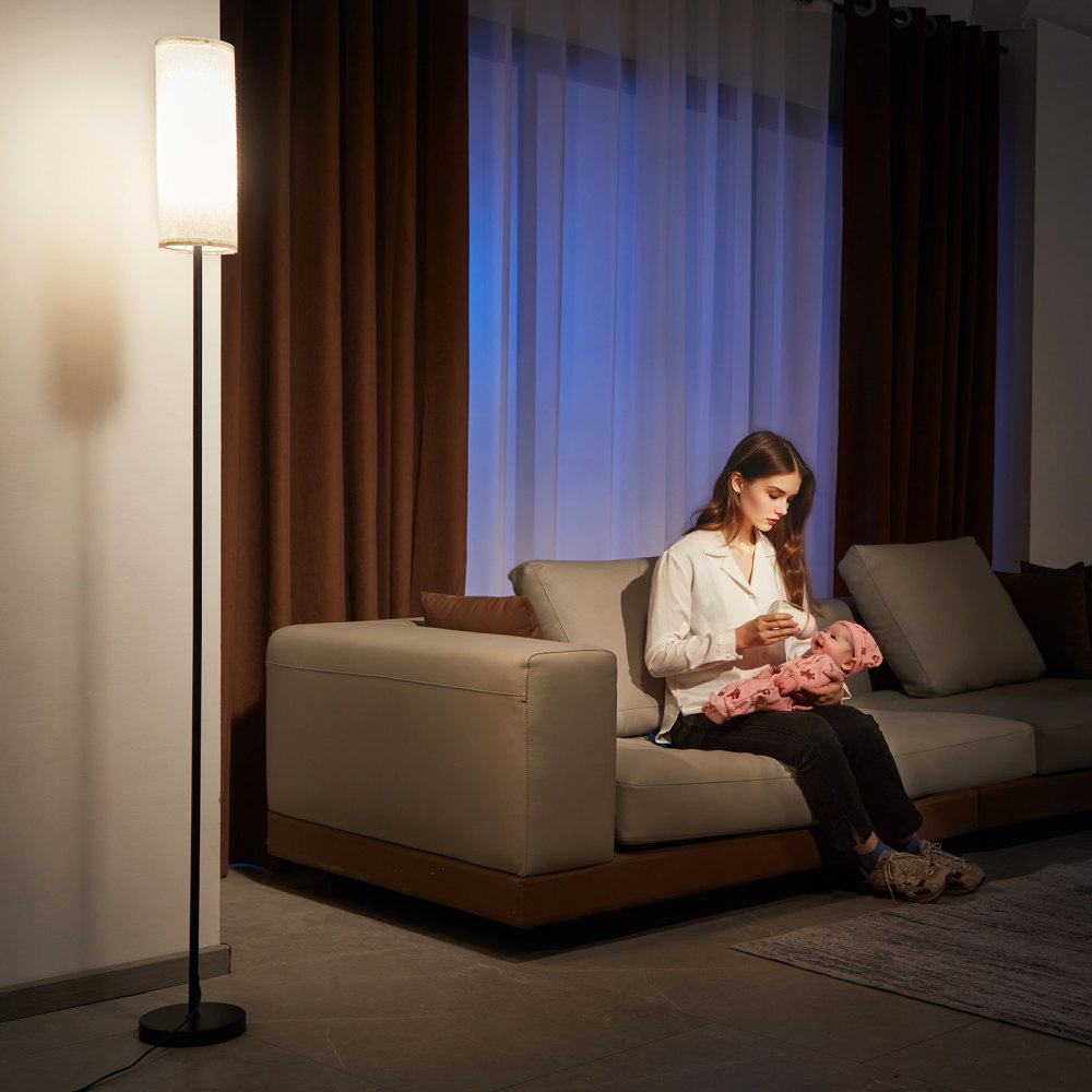 VEVOR Dimmable Floor Lamp, Stepless Adjustable Colors, Modern Standing Lamp with Remote Control, Foot Switch & APP Control, Tall Floor Lamp for Living Room, Bedroom, Office, 9W LED Bulb Included