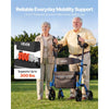 VEVOR Rollator Walker with Seat for Seniors, Foldable Rolling Walker, Lightweight Aluminum Mobility Walking Aid with PU Solid Wheels, Adjustable Handle, Storage Bag, Cup/Cane Holder - Supports 300LBS