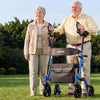 VEVOR Rollator Walker with Seat for Seniors, Foldable Rolling Walker, Lightweight Aluminum Mobility Walking Aid with PU Solid Wheels, Adjustable Handle, Storage Bag, Cup/Cane Holder - Supports 300LBS
