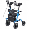 VEVOR Rollator Walker with Seat for Seniors, Foldable Rolling Walker, Lightweight Aluminum Mobility Walking Aid with PU Solid Wheels, Adjustable Handle, Storage Bag, Cup/Cane Holder - Supports 300LBS