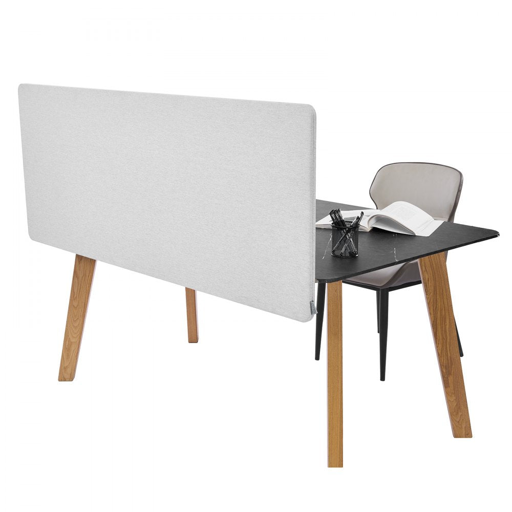 VEVOR Desk Divider Privacy Panel, 60" x 24" Clamp-on Office Desk Partition, PET Cubicle Partition Panel, Workstation Privacy Divider with 2 C-Type Clamps for Office, Sturdy Room, Library