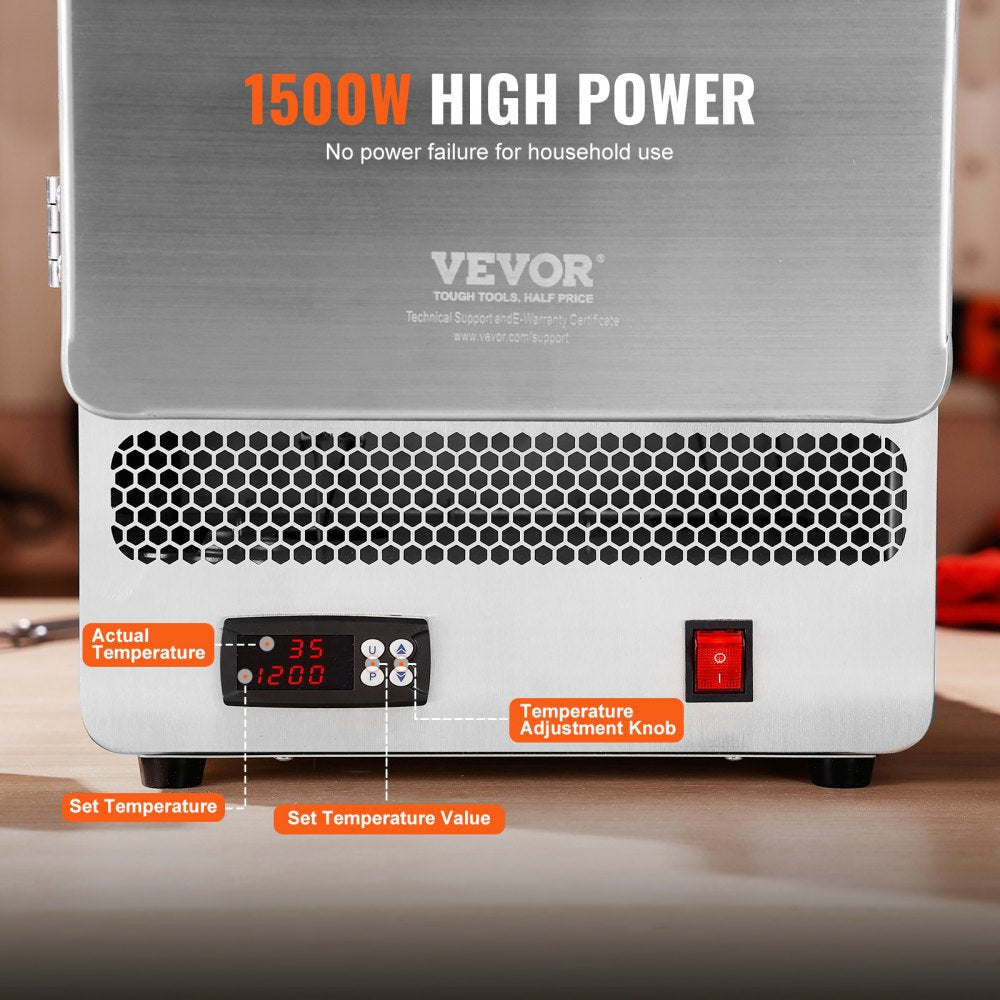 VEVOR Tabletop Kiln Melter, 1500W Electric Kiln, 2192℉ Max Temperature, Precise Control, Stainless Steel, Gold Melting Furnace for Wax Casting, Clay DIY, Metal Tempering, Glazing on Pottery, Silver