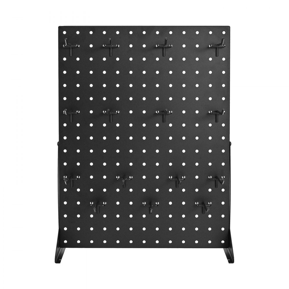 VEVOR Pegboard Display Stand, 17 x 13 Inch Tabletop Pegboard Display Stand with 15 Hooks, Thickened Cold-Rolled Steel Peg Board Panel for Grocery, Retail Store and Jewelry Shop, Black (1 PCS)