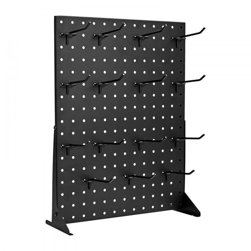 VEVOR Pegboard Display Stand, 17 x 13 Inch Tabletop Pegboard Display Stand with 15 Hooks, Thickened Cold-Rolled Steel Peg Board Panel for Grocery, Retail Store and Jewelry Shop, Black (1 PCS)