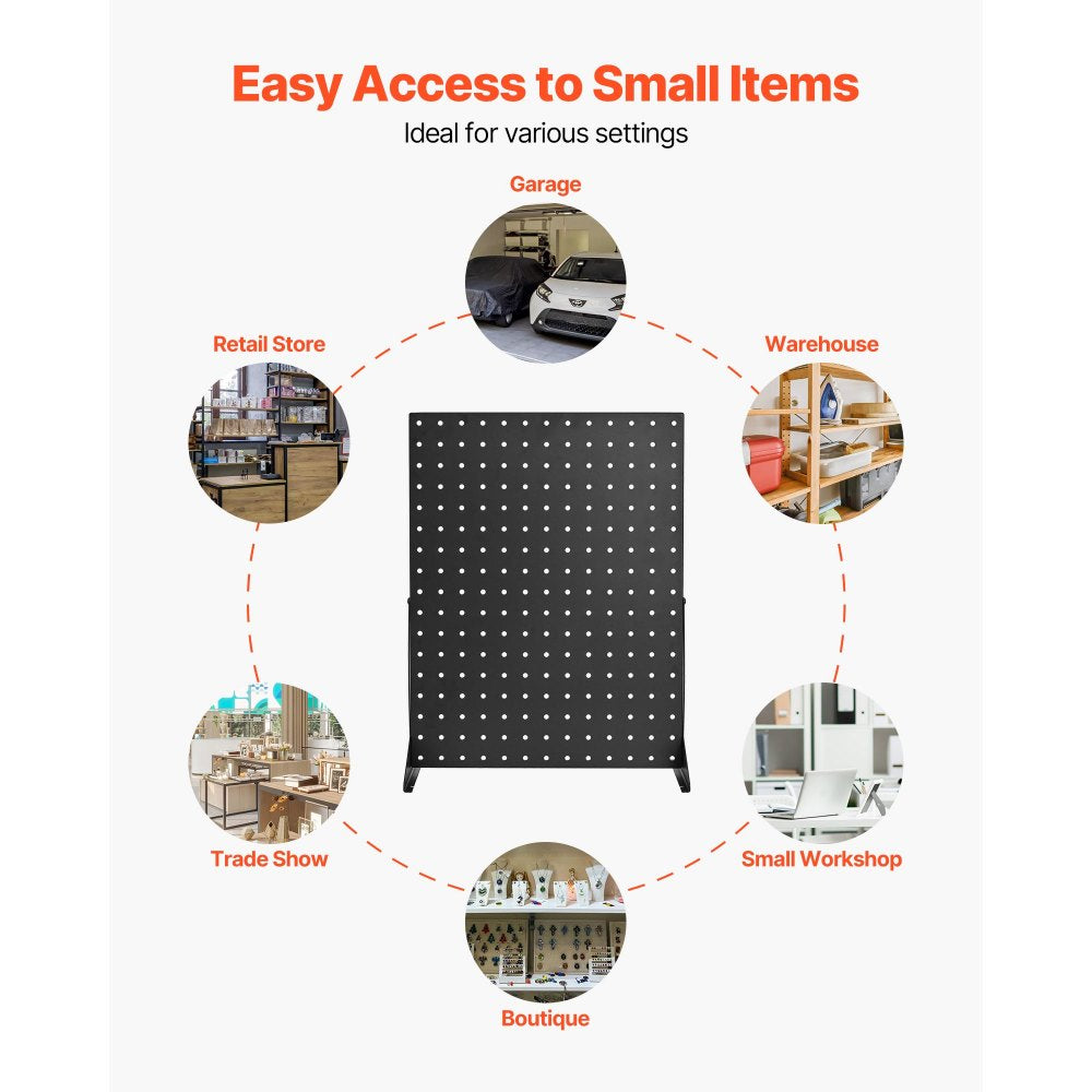 VEVOR Pegboard Display Stand, 17 x 13 in Tabletop Pegboard Display Stand, Accessories Rack Organizer, Thickened Cold-Rolled Steel Peg Board Panel for Grocery Retail Store Jewelry Shop, Black (4 PCS)