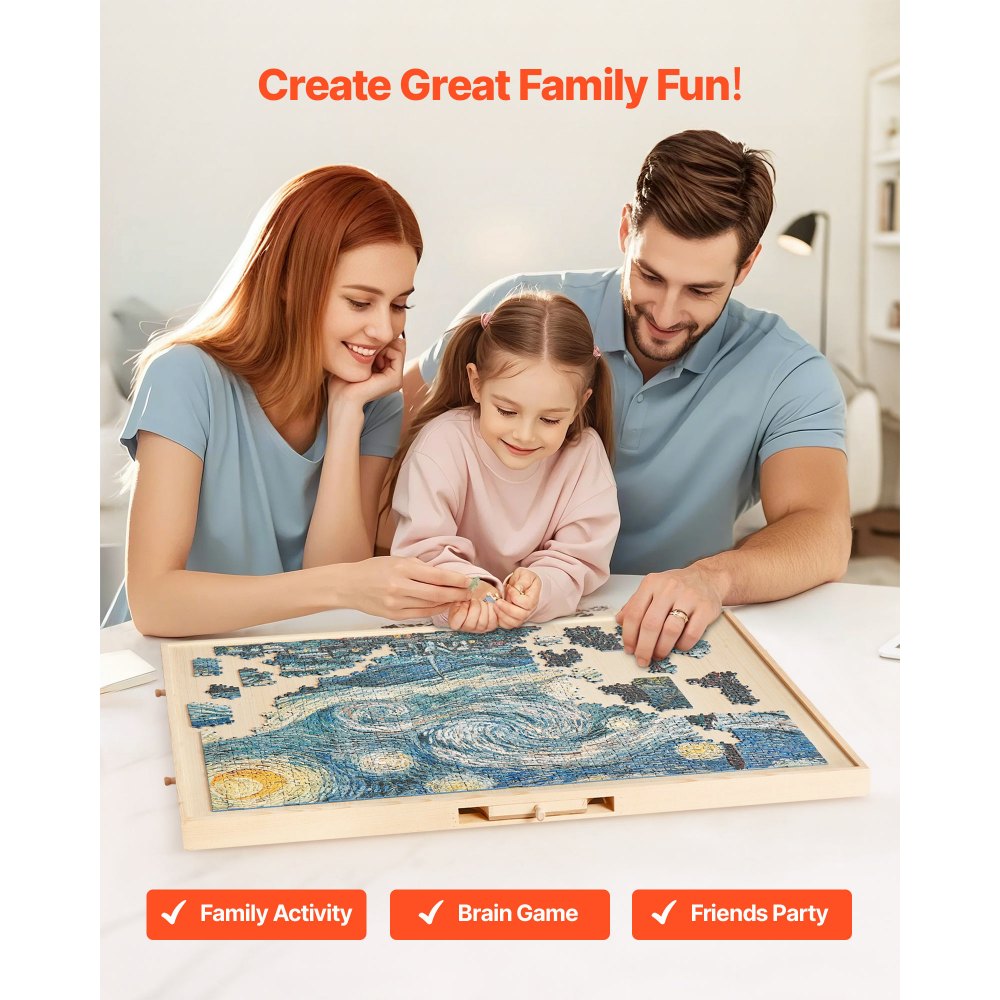 VEVOR 1500 Piece Rotating Puzzle Board with 5 Drawers and Cover, 34x25 inch in Portable Wooden Table, Jigsaw Puzzle Accessories for Adults, Puzzles Organizer Storage System, Birthday Gift for Mom