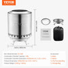 VEVOR Tabletop Fire Pit,6 inch Stainless Steel Tabletop Fireplace Indoor Outdoor,Portable Rubbing Alcohol Burner Smores Maker,Wood Burning or Pellet Fueled for Camping,Patio,Cylinder Silver 1.96 lbs