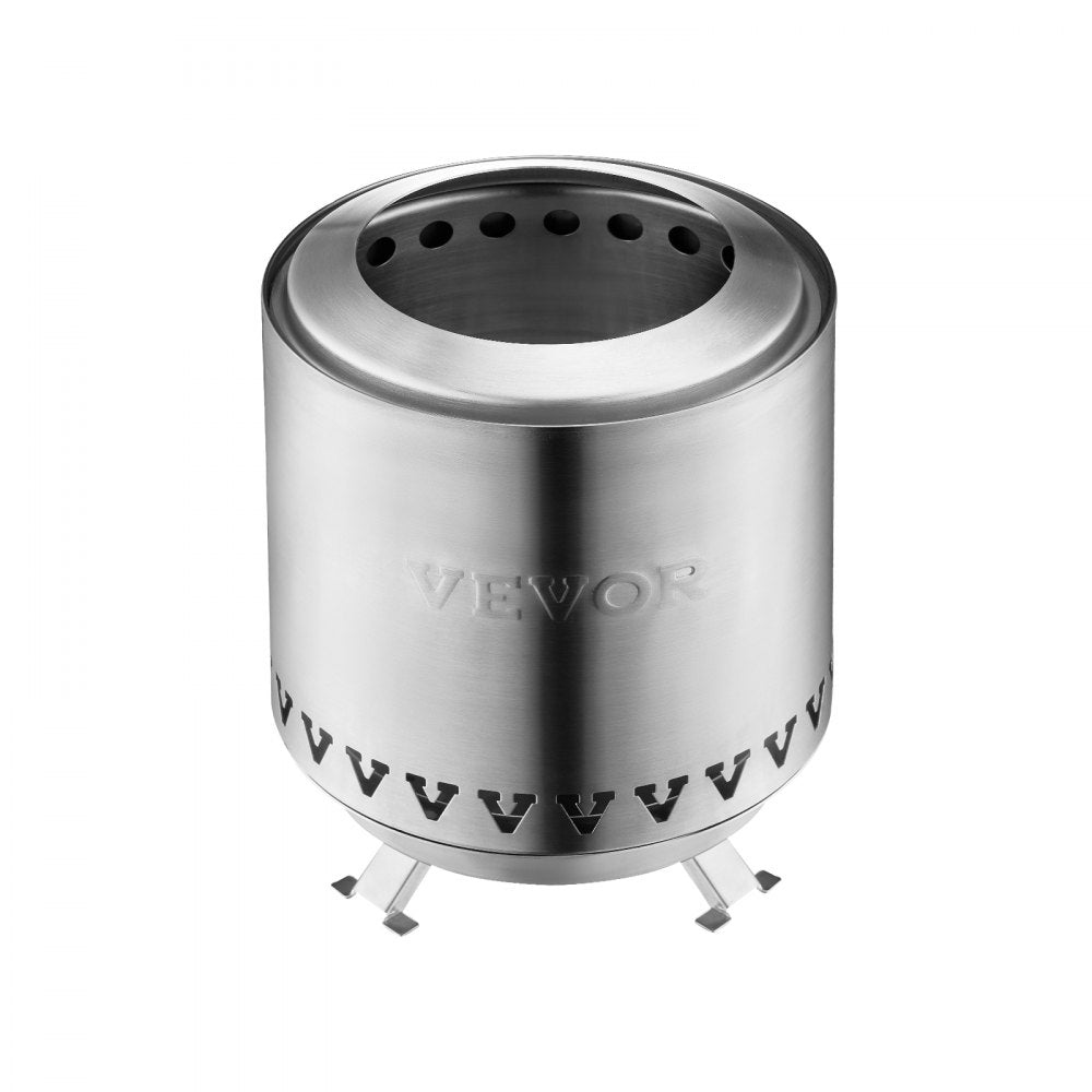 VEVOR Tabletop Fire Pit,6 inch Stainless Steel Tabletop Fireplace Indoor Outdoor,Portable Rubbing Alcohol Burner Smores Maker,Wood Burning or Pellet Fueled for Camping,Patio,Cylinder Silver 1.96 lbs