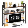 VEVOR Desktop Bookshelf 3-Tier Countertop Storage Hutch with Grid Black, for Computer Desk, Metal Frame and Wooden Shelf, with Non-Slip Feet Pads, Desk Hutch Storage Organizer for Dorm, Home, Office