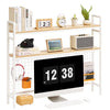 VEVOR Desktop Bookshelf 3-Tier Countertop Storage Hutch with Grid White, for Computer Desk, Metal Frame and Wooden Shelf, with Non-Slip Feet Pads, Desk Hutch Storage Organizer for Dorm, Home, Office