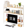 VEVOR Desktop Bookshelf 3-Tier Countertop Storage Hutch with Grid White, for Computer Desk, Metal Frame and Wooden Shelf, with Non-Slip Feet Pads, Desk Hutch Storage Organizer for Dorm, Home, Office