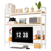 VEVOR Desktop Bookshelf 3-Tier Countertop Storage Hutch with Grid White, for Computer Desk, Metal Frame and Wooden Shelf, with Non-Slip Feet Pads, Desk Hutch Storage Organizer for Dorm, Home, Office