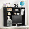 VEVOR Desktop Bookshelf, 3-Tier Desktop Storage Organizer, 37" x 10" x 31.1" Office Storage Rack Wood Display Shelf, Desktop Bookshelf Hutch with Two Fabric Drawers, for Office, Home & Dorm, Black