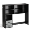 VEVOR Desktop Bookshelf, 3-Tier Desktop Storage Organizer, 37" x 10" x 31.1" Office Storage Rack Wood Display Shelf, Desktop Bookshelf Hutch with Two Fabric Drawers, for Office, Home & Dorm, Black