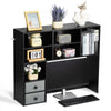 VEVOR Desktop Bookshelf, 3-Tier Desktop Storage Organizer, 37" x 10" x 31.1" Office Storage Rack Wood Display Shelf, Desktop Bookshelf Hutch with Two Fabric Drawers, for Office, Home & Dorm, Black