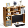 VEVOR Desktop Bookshelf, 3-Tier Wood Desktop Storage Organizer, 37" x 10" x 31.1" Office Storage Rack Wood Display Shelf, Desktop Bookshelf Hutch with Two Fabric Drawers, for Office, Home & Dorm