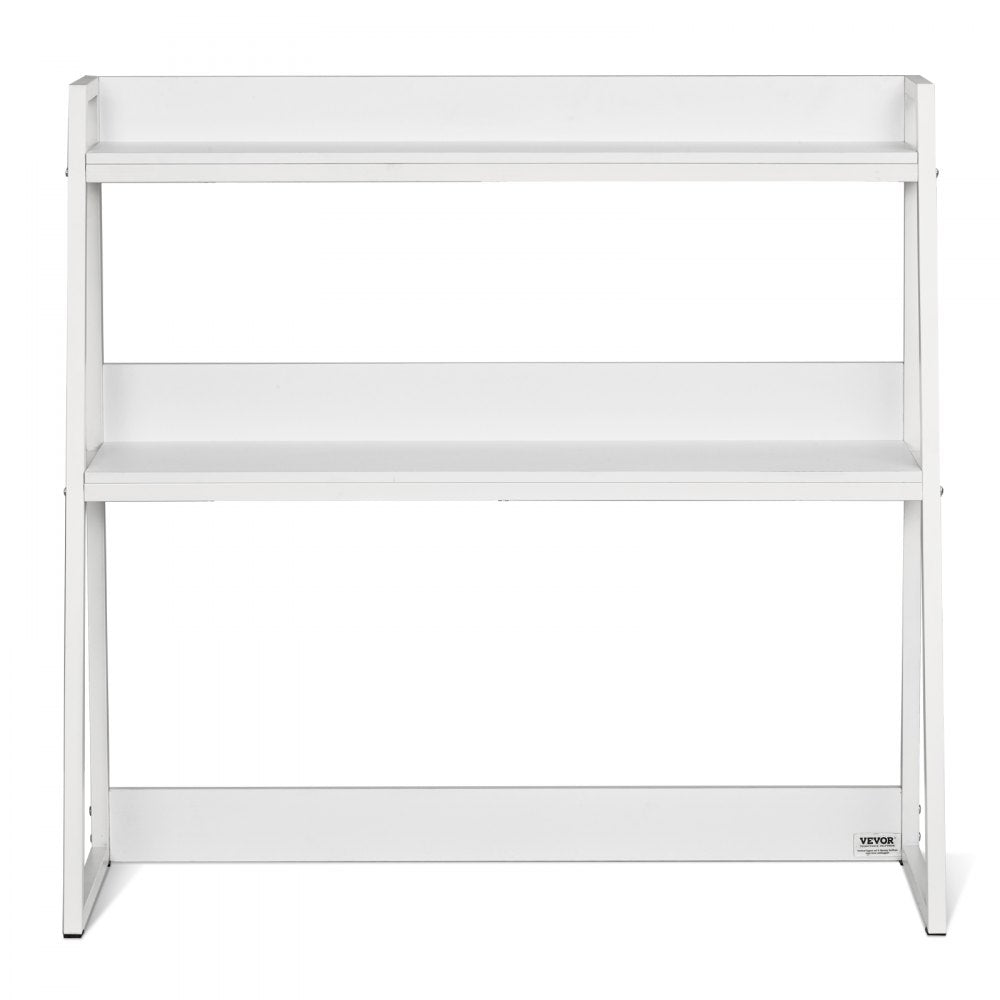 VEVOR Desktop Bookshelf, 2-Tier Desktop Storage Organizer, 37.4" x 12.6" x 35.4" Office Desk Storage Rack Display Shelf, Desktop Bookshelf Hutch with Anti-Slip Feet Pads, for Office, Home & Dorm, White