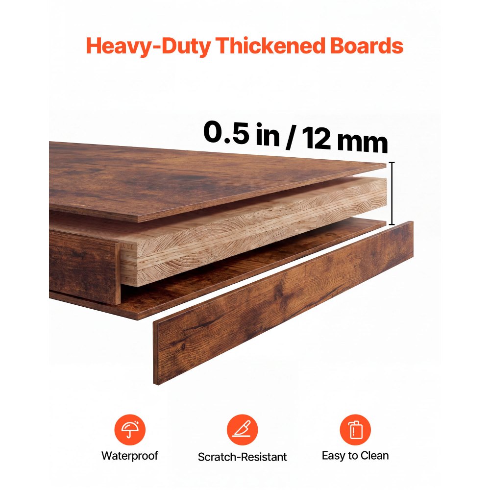 VEVOR Desktop Bookshelf 4-Tier Countertop Storage Hutch for Computer Desk, Metal Frame and Wooden Shelf, with Non-Slip Feet Pads, Multipurpose Desk Hutch Storage Organizer for Dorm, Home, and Office