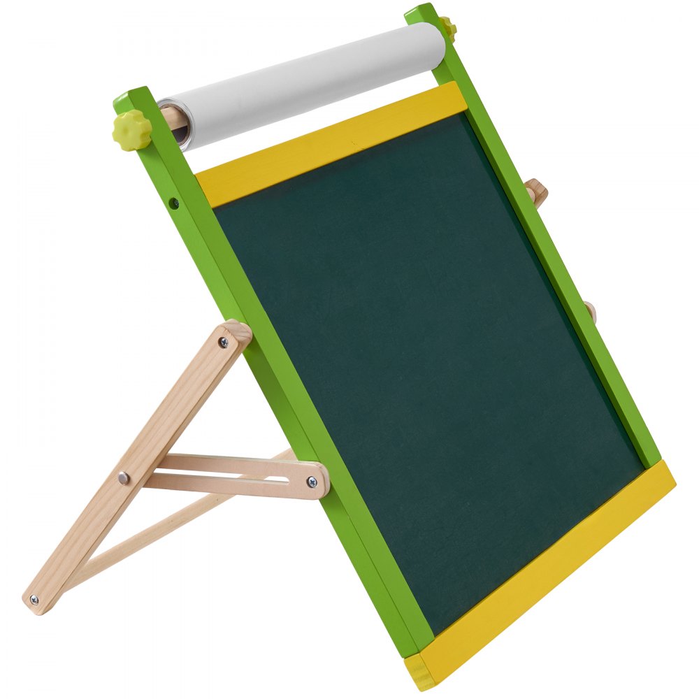 VEVOR Tabletop Art Easel for Kids, 3-in-1 Wooden Double-Sided Kid's Art Easel with Magnetic Whiteboard, Chalkboard, Paper Roll, Foldable Portable Drawing Board with Painting Accessories for Boys Girls