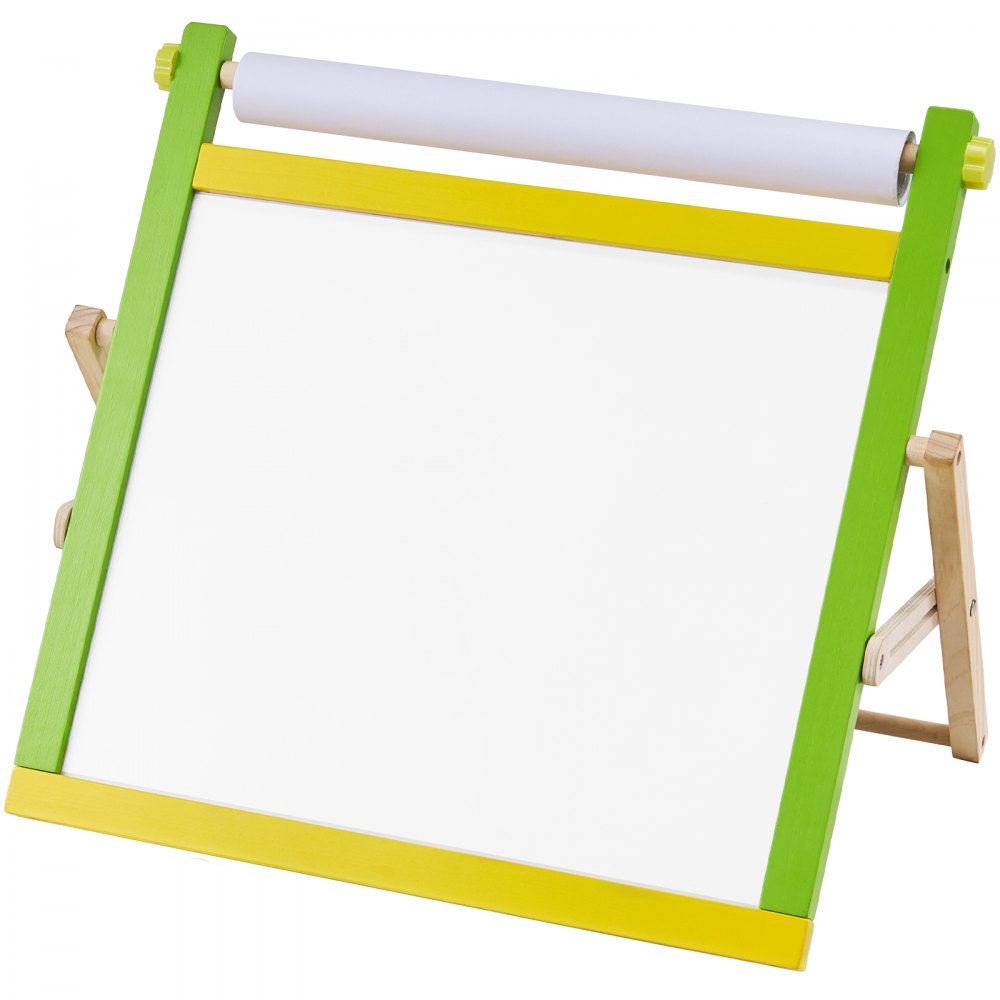 VEVOR Tabletop Art Easel for Kids, 3-in-1 Wooden Double-Sided Kid's Art Easel with Magnetic Whiteboard, Chalkboard, Paper Roll, Foldable Portable Drawing Board with Painting Accessories for Boys Girls