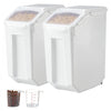 VEVOR Rice Storage Container, 4.5Gallon/20L x2 Capacity Large Dog Food Dispenser Bin, Kitchen Ingredient Grain Cereal Flour Bin, Pet food Containers with Wheels, 2 Measuring Cups, Airtight Lid, 2 Pack