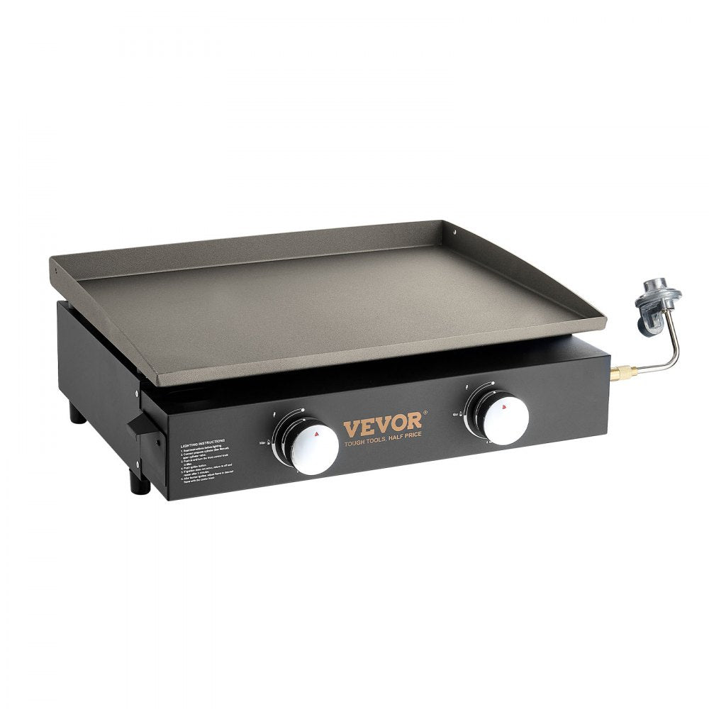 VEVOR Commercial Griddle, 22.4" Heavy Duty Manual Flat Top Griddle, Countertop Gas Grill with Non-Stick Cooking Plate, Countertop Gas Griddle, H-Shaped Burner Restaurant Portable Grill, 13,000 BTU